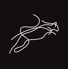 Obraz premium white single line cat icon