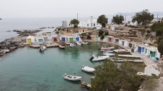 flight over mandrakia in milos
