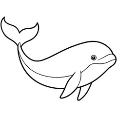 Graceful Whale Line Art Vector Illustration on White Background Graphic Design.