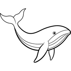 Fototapeta premium Graceful Whale Line Art Vector Illustration on White Background Graphic Design.