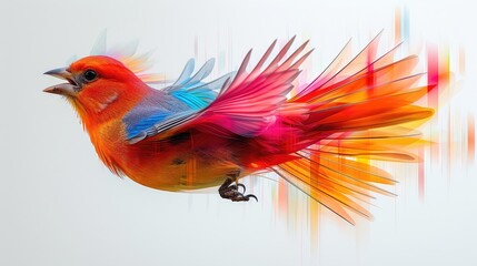 Obraz premium A captivating HD picture of an abstract birdlogo in flight, featuring bold vector lines that convey a sense of motion and precision, set against a clean white backdrop 