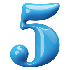 Blue 3D Number 5