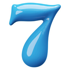 Blue 3D Number 7