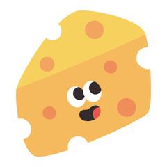 cute cheeses and butter cartoon style icon.
