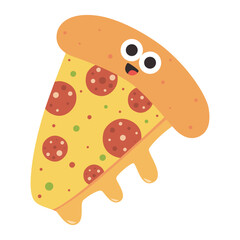 cute Pizza cartoon style icon.