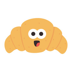 cute Croissants cartoon style icon.