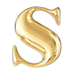 Gold Bubble 3D Font Letter S uppercase
