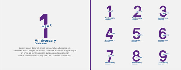 anniversary logotype set. vector design purple color for celebration event