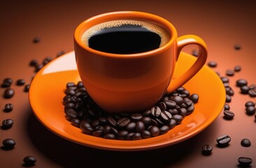 cup of coffee with beans, favorite breackfast