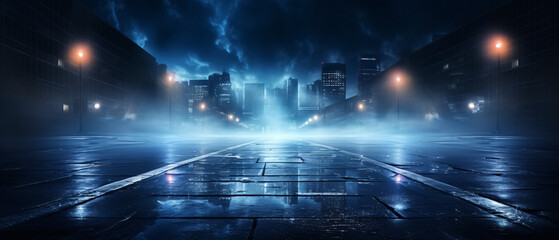 Obraz premium Empty futuristic dramatic scene, abstract dark landscape city, digital art concept illustration.