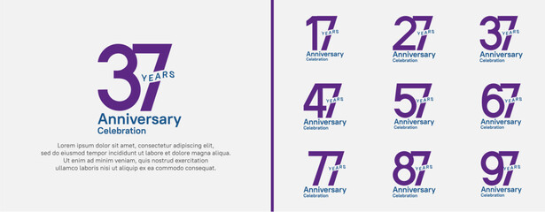 anniversary logotype set. vector design purple color for celebration event