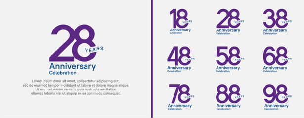 anniversary logotype set. vector design purple color for celebration event