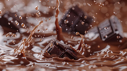 Rich Chocolate Splash on Dark Background
