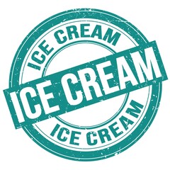 ICE CREAM text written on blue round stamp sign