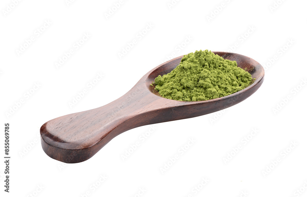 Canvas Prints matcha green tea powder in wood spoon on transparent png