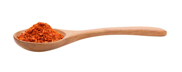 pile of red pepper in wood spoon on transparent png