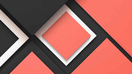 Salmon, Black and White square shape background presentation design