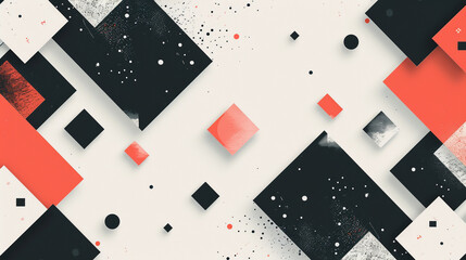Salmon, Black and White square shape background presentation design