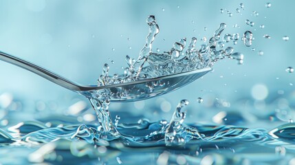 Spoon Splashing Water Captured in High-Speed Close-Up Photography