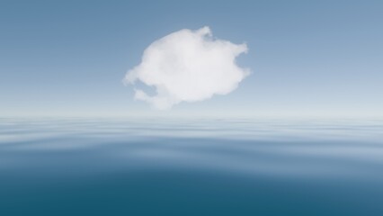 Fototapeta premium 3D Digital Art of a Cloud within a Sun over Tranquil Waters at Dawn