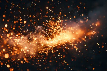 A fire sparkles brightly against a dark background