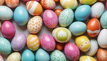 Fototapeta premium Springtime Celebration: Vibrant Easter Eggs and Floral Designs