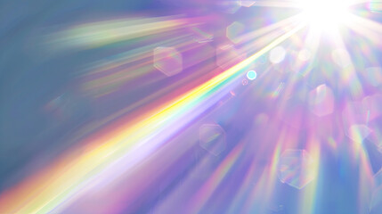 Rainbow on Black Wall with White Light Background, Sunlight Through Window with Blurry Lens Flare Effect