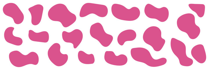 Organic colorful blob shape in boho style. Abstract blob shape. Random abstract liquid organic irregular blotch shapes. Collection of modern forms and Liquid drop or fluid dynamic print.