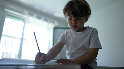 Young Child Engaged in Drawing Activity at Home - Early Childhood Education Concept