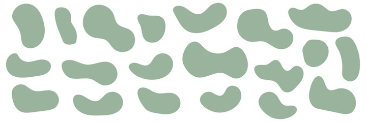 Organic colorful blob shape in boho style. Abstract blob shape. Random abstract liquid organic irregular blotch shapes. Collection of modern forms and Liquid drop or fluid dynamic print.
