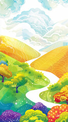 Purple and green landscape scenery 