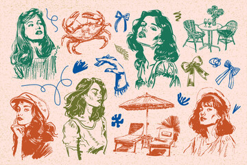 Hand-drawn vector illustrations of boho-style food and drinks are perfect for your collection of wall paintings, posters, logo creation or social media design1.eps, Hand-drawn vector illustrations of 