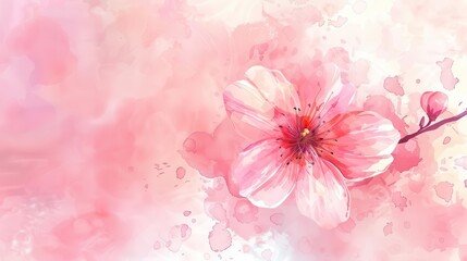 Fototapeta premium delicate pink flower on soft pink background romantic valentines day card elegant wedding invitation feminine watercolor style aigenerated floral art