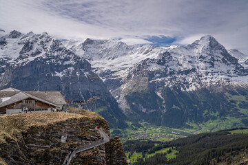 beautiful landscape of alpine at Grindelwald first and we can hike at cliff walk and play...