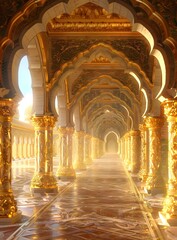 Fototapeta premium Golden Arches and Pillars of an Islamic Palace