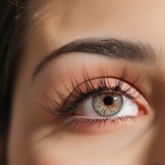 Woman face with eyelash extensions