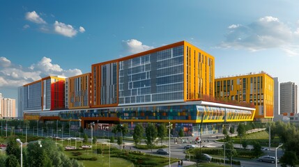 Obraz premium Modern Shopping Center with Colorful Facade