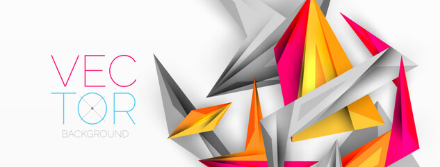 Minimal geometric abstract background. Low poly dynamic triangle design. Trendy techno business template for wallpaper, banner, background or landing