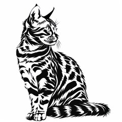 Round Logo Design of Agile Bengal Cat