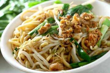 Dried meat noodles are a common noodle dish in Taiwan, made with dried meat poured over dry noodles