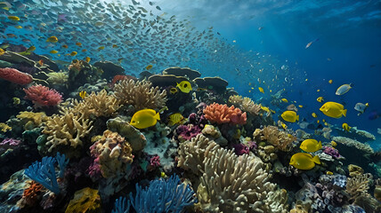 Fototapeta premium coral reef and diver