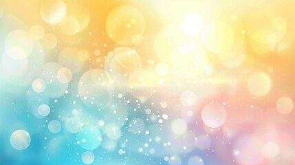 Obraz premium Bright, colorful abstract bokeh background in soft yellow, blue, and pink hues.