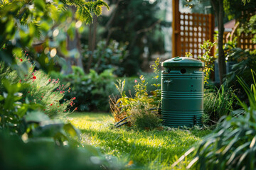 Micro sewage wastewater treatment plant in a backyard garden	
