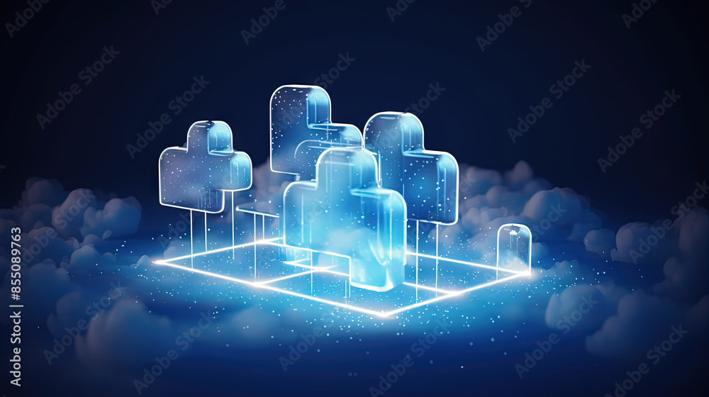 Aufkleber Data cloud structure concept with digital technology cloud sign for online backup and network compute power service.
