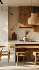 Modern Minimalist Kitchen Interior Design With Wooden Elements