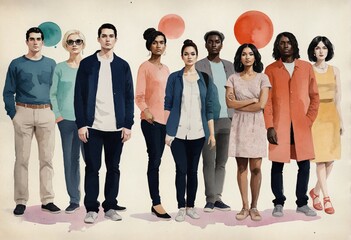 Naklejka premium Multicultural Society: Embracing Diversity and Inclusivity
