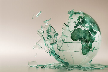 Glass broken world globe