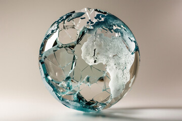 Glass broken world globe