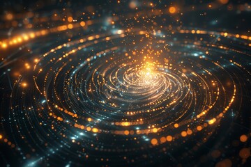 Quantum computing core, glowing with energy, abstract algorithmic patterns