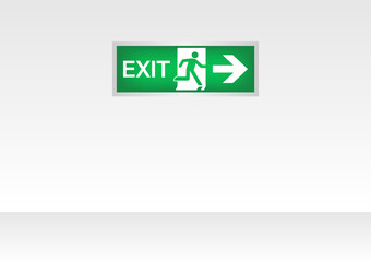 Emergency Fire Exit Sign on Wall. Exit Sign. Fire Exit Sign. Vector Illustration. 